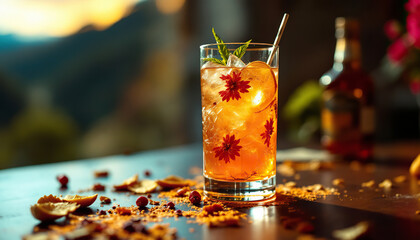 Refreshing Floral Cocktail Recipe with Sunset View