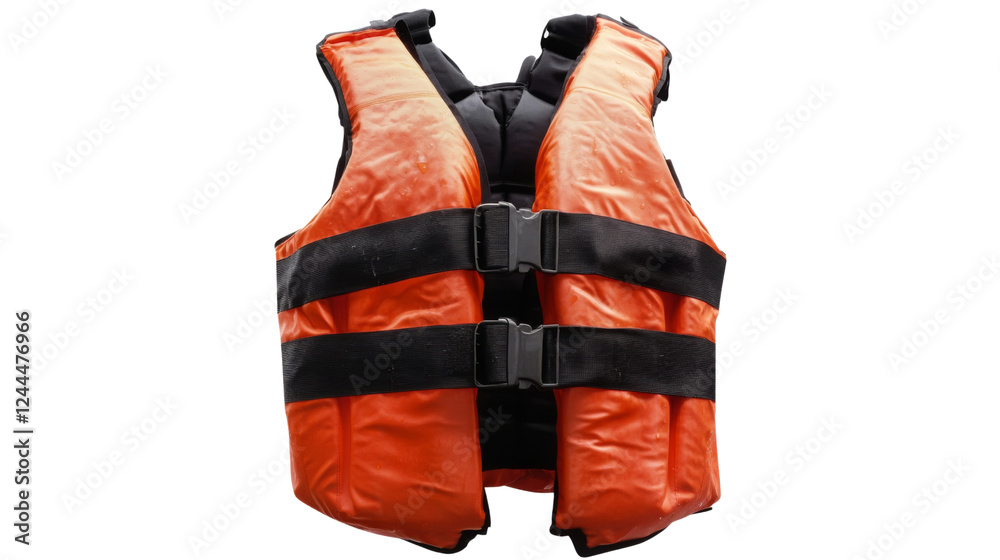 Orange life vest isolated on transparent background ensuring safety in ...