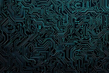 abstract close-up of a glowing blue digital circuit board, showcasing intricate connections and tech