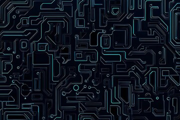 abstract close-up of a glowing blue digital circuit board, showcasing intricate connections and tech