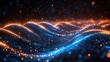 © darion - Abstract waves of glowing particles in blue and orange hues.