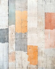 Poster - A textured wall featuring a blend of muted colors and geometric shapes, showcasing the beauty of architectural design and artistic expression.