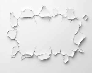 Poster - A close-up of torn white paper revealing a blank space in the center, perfect for adding custom text or images. Ideal for creative and design projects.