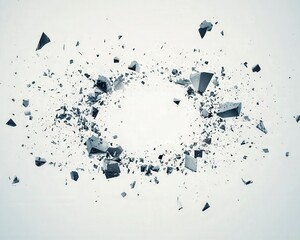 Poster - Dynamic explosion of geometric shapes creating an abstract background. Perfect for illustrating concepts of destruction or creative energy.