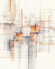 Poster - An abstract composition showcasing intricate patterns and textures. A blend of geometric shapes in soft hues, perfect for modern design projects.