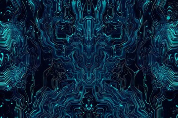abstract close-up of a glowing blue digital circuit board, showcasing intricate connections and tech