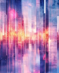 Poster - An abstract composition featuring vibrant colors and geometric shapes, creating a sense of depth and dynamism suitable for digital design projects.