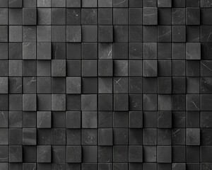 Poster - A modern architectural backdrop featuring a textured surface of sleek, dark tiles arranged in a sophisticated pattern, perfect for creative projects.