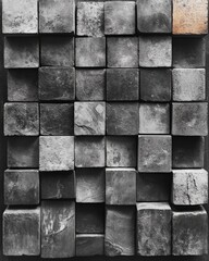 Poster - An artistic arrangement of dark and light textured cubes creates a modern and captivating design, ideal for architecture and interior inspiration.