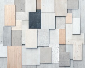 Poster - A diverse collection of textures featuring wood and concrete panels, showcasing modern design elements suitable for various architectural applications.