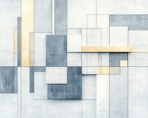 Poster - A modern abstract design featuring geometric shapes in light gray, dark gray, and gold colors, perfect for contemporary art or design projects.