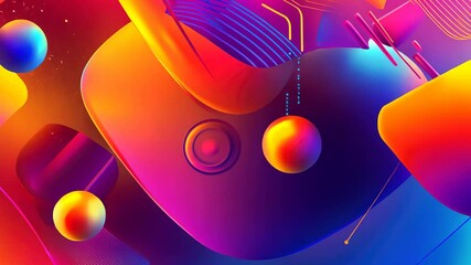 Poster - Vibrant abstract motion with futuristic geometric shapes and colorful gradients