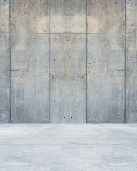 Poster - A stark, minimalistic concrete wall with a smooth floor creates a modern atmosphere, suitable for various artistic and architectural projects.