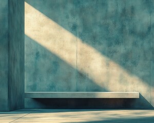 Poster - A minimalist concrete wall with sunlight casting shadows, creating an intriguing play of light and texture. Ideal for modern design themes.