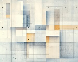 Poster - Abstract geometric composition featuring layered shapes in neutral tones, creating a sense of depth and modern design for various creative projects.