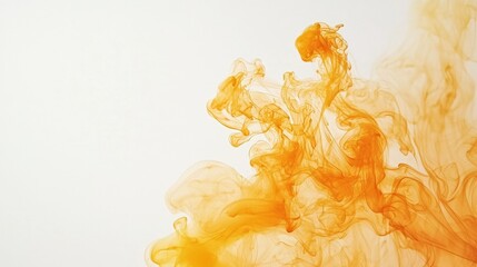 Poster - A mesmerizing swirl of vibrant yellow ink disperses gracefully in water, creating an abstract and dynamic visual effect on a clean white background.