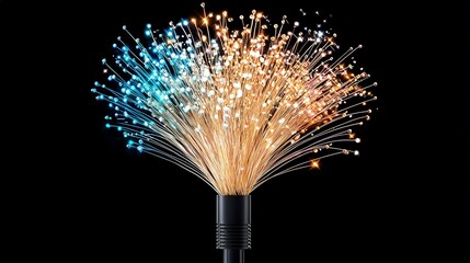Poster - A stunning display of colorful fiber optic strands illuminated against a black background, representing the beauty of modern technology and connectivity.