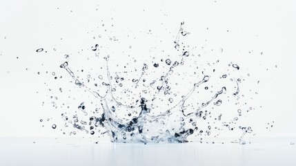 Poster - A stunning close-up of a water splash against a white background, highlighting the intricate patterns and droplets created upon impact.