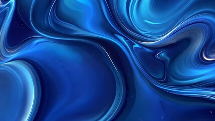 Poster - Dynamic fluid motion of blue abstract paint with light sparks in cosmic swirls
