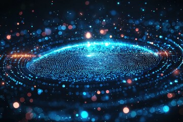 Aufkleber - digital representation of a futuristic fingerprint biometric identification system