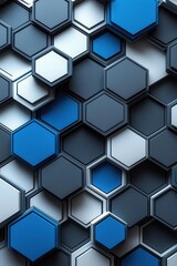 Poster - modern blue and gray hexagonal abstract background with 3d geometry design