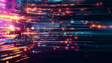 Poster - Vibrant abstract background with dynamic light trails and colorful particles, creating a sense of motion and energy.
