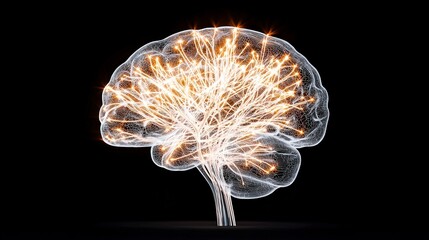 Poster - Illuminated brain design symbolizing creativity and intelligence against a dark backdrop, showcasing dynamic neural connections.