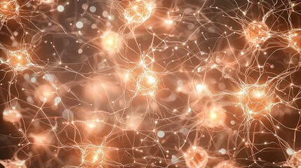 Poster - Abstract representation of interconnected neurons with glowing elements, suggesting complex networks and dynamic interactions.