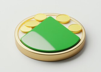 Poster - 3D circular icon with golden coins and green arrow design