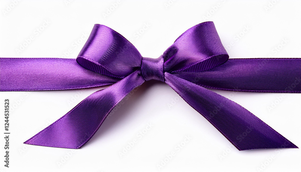 purple ribbon bow top view isolated on white background cutout Stock ...