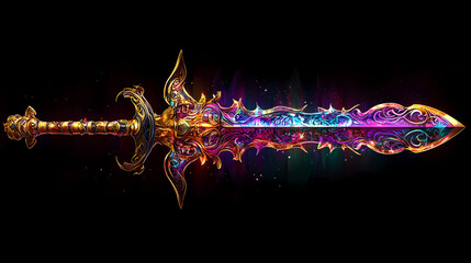 Wall Mural - A stunning fantasy sword design featuring vibrant colors and intricate details, perfect for artwork, games, or storytelling. Fantasy Armory & Weapons. Illustration