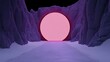 © Vertigo Images - Surreal pink portal glowing in a purple rock canyon. Mysterious and dreamlike digital art.