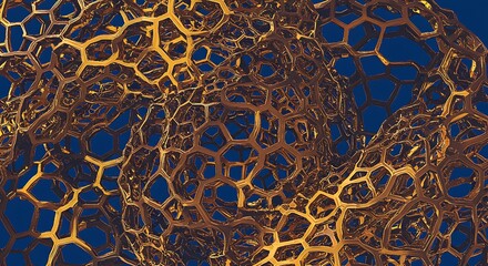 Wall Mural - Abstract Gold Honeycomb Network Design Background