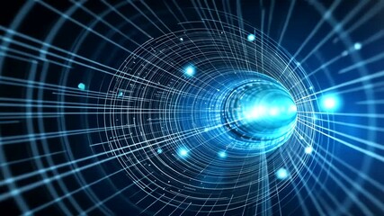 Data stream tunnel, digital network, glowing, futuristic, background, technology, website