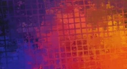 Wall Mural - Abstract Red Orange Blue Grid Pattern Background