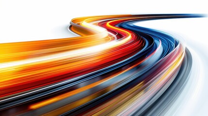 Poster - Colorful lines in blue red and yellow race across a white backdrop creating a lively and engaging minimalist design suitable for modern presentations or artwork.