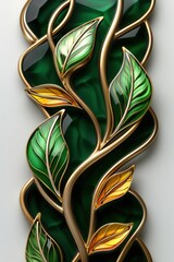 Poster - Layers of green and gold leather in varied textures combine to form a striking abstract pattern showcasing richness and depth in design. The elegant arrangement captivates the viewer.