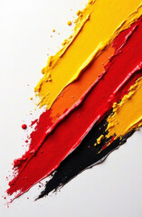 Poster - Three bold colors-black red and yellow-are artistically smeared on a white canvas blending beautifully in an abstract composition that showcases creativity and expression.