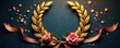© Rossanun - Golden laurel wreath with ribbons and flowers, golden, festive, wedding