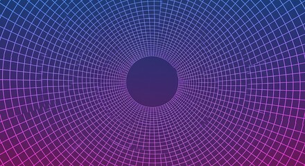 Wall Mural - Abstract Grid Tunnel Background Purple Pink Gradient