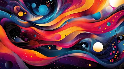 Poster - Dynamic cosmic color flow abstract art vibrant universe digital illustration front view creative representation