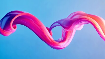 Poster - Colorful abstract ribbon dance against blue backdrop in motion