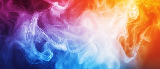 Sticker - Abstract Colorful Smoke Swirls Background Image