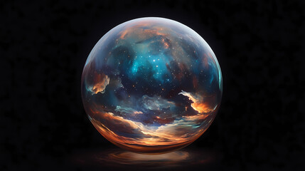 Wall Mural - Cosmic nebula sphere, a vibrant space scene featuring a colorful nebula and twinkling stars, perfect for immersive environments and celestial themes. Astral Projection Themes. Illustration