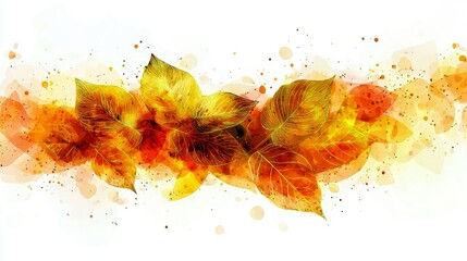 Wall Mural - Autumn Watercolor Leaves: A Vibrant Fall Design for Backgrounds and Prints