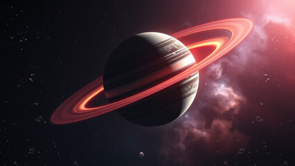 Wall Mural - Awe-Inspiring Ringed Planet in Deep Space background