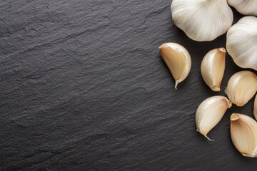 Wall Mural - Black background with a pile of garlic on it