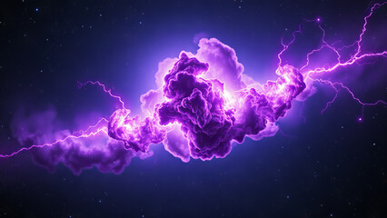 Wall Mural - purple lightning storm in the night sky background
