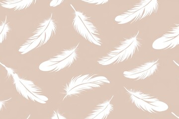 Naklejka na meble Pattern of white feathers on a tan background