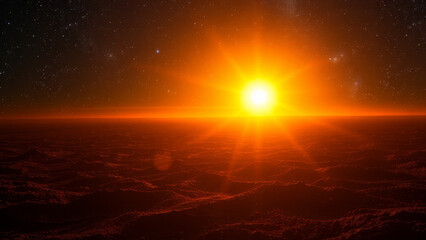 Canvas Print - Fiery Sunrise on a Distant Planet background